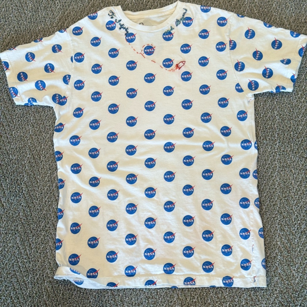 NASA to infinity and beyond hand embroidery space T-shirt